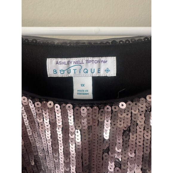 SEQUIN STYLE CROP TOP SZ 1X MATTE ROSE Going out festival rave top - Picture 4 of 5